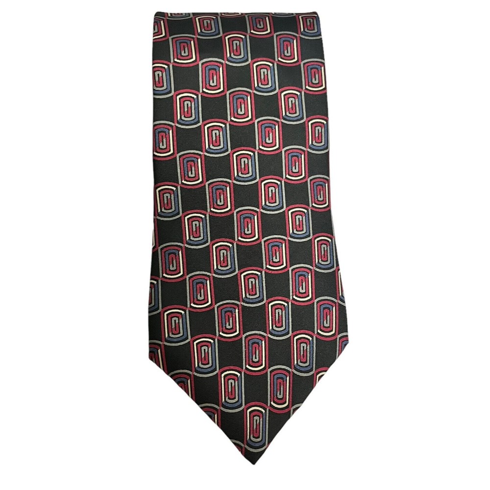Christian Dior Mens Vintage Silk Necktie Geometric Print 4" Width Tie
